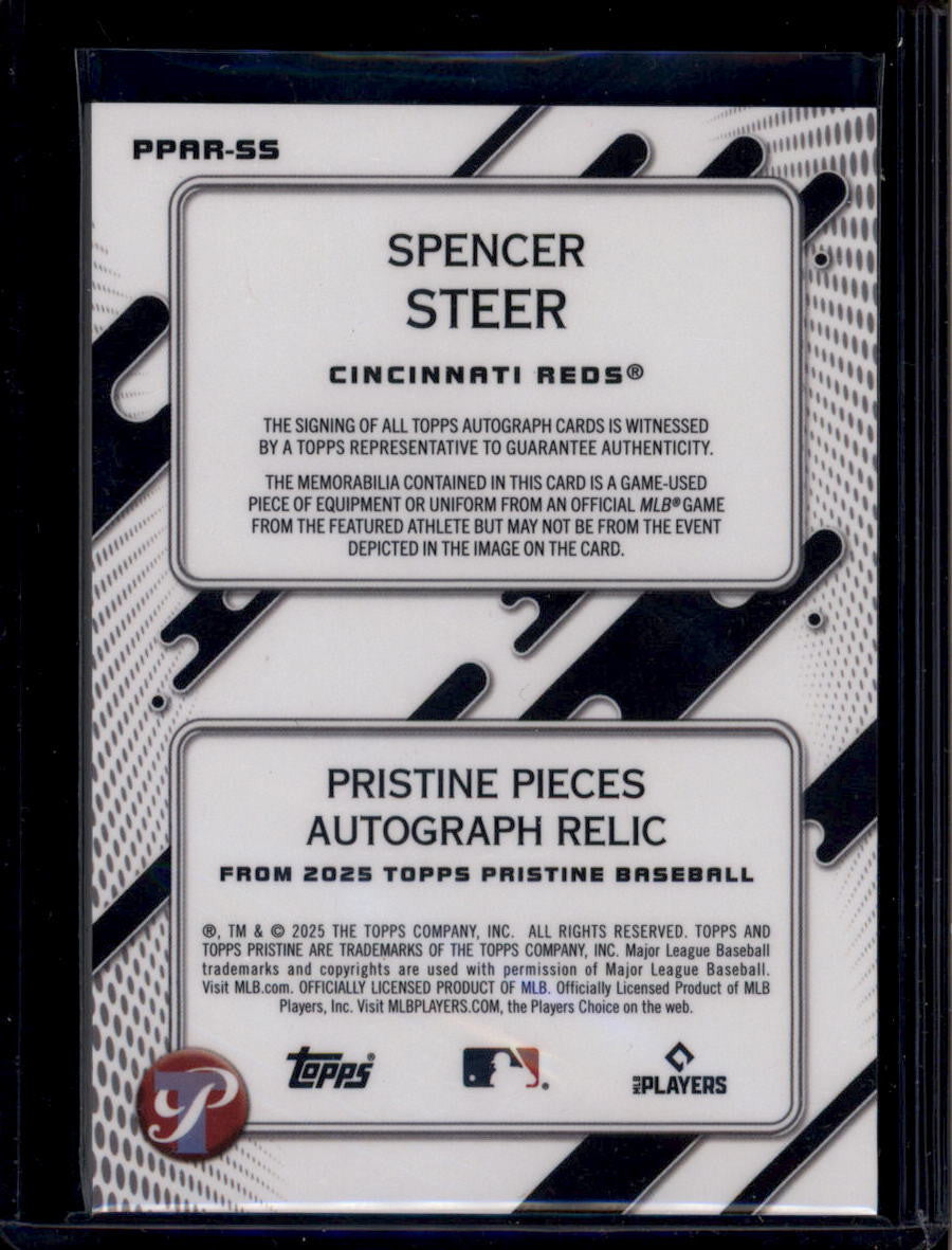 DELETE 180907 2025 Topps Pristine Pieces Autograph Pink Refractor Spencer Steer Bat Auto 10/15