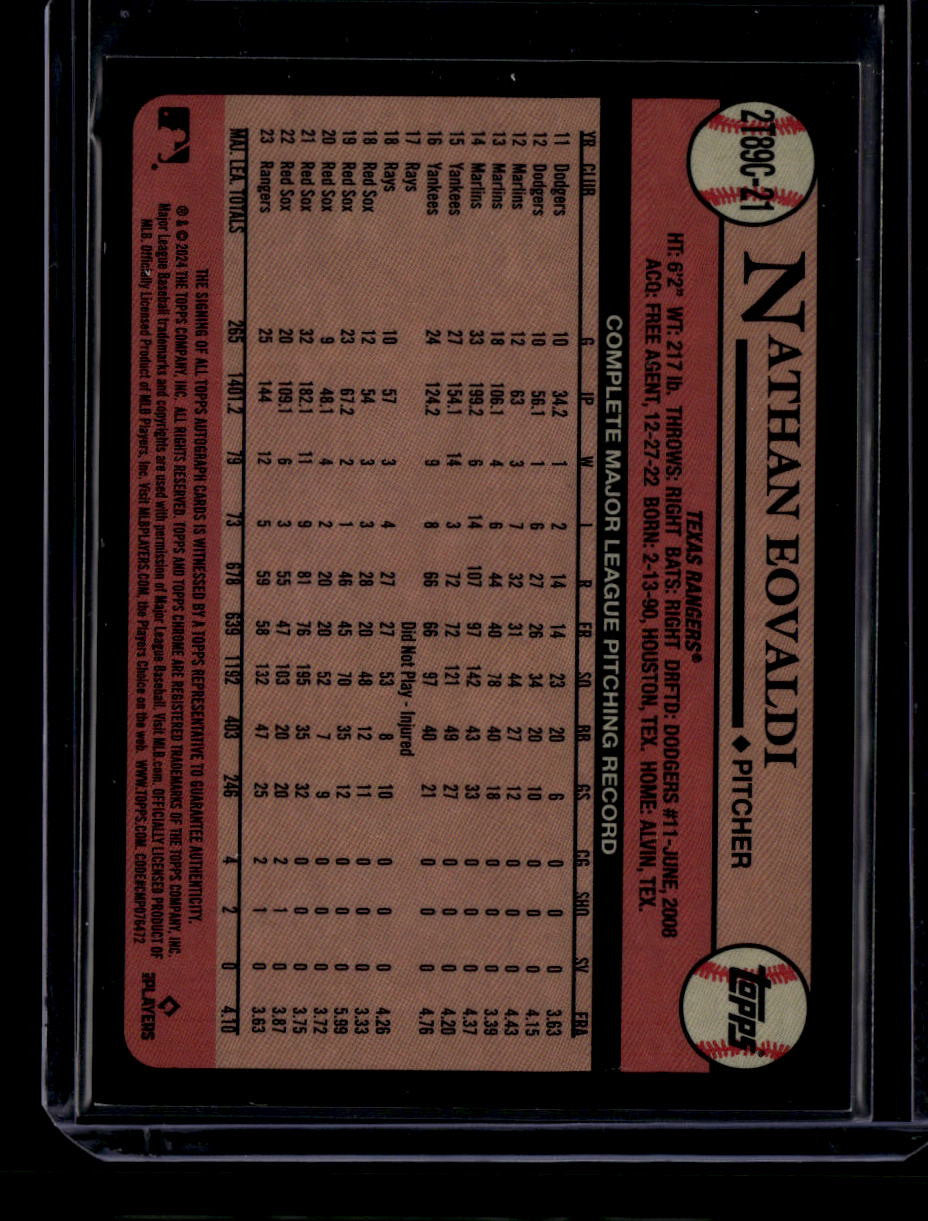 DELETE 180912 2024 Topps '89 Silver Pack Chrome Autographs Refractor Nathan Eovaldi Auto 18/25