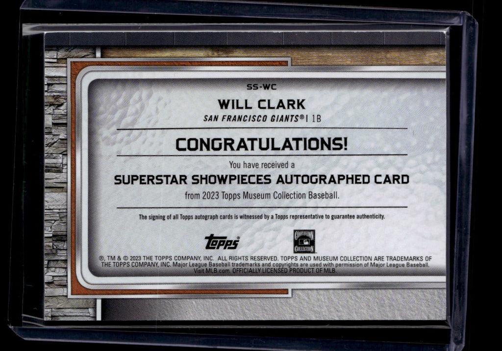 DELETE 180913 2023 Topps Museum Collection Superstar Showpieces Autographs Will Clark Auto /25