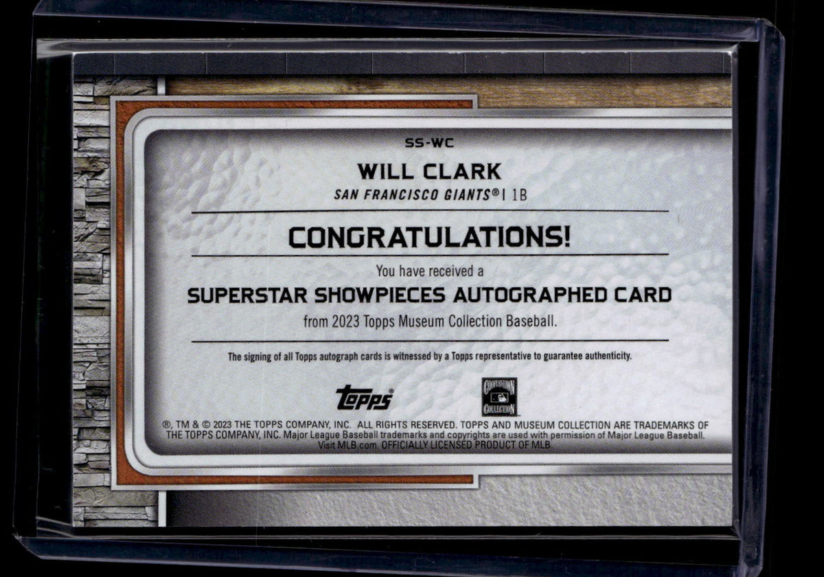 DELETE 180913 2023 Topps Museum Collection Superstar Showpieces Autographs Will Clark Auto /25