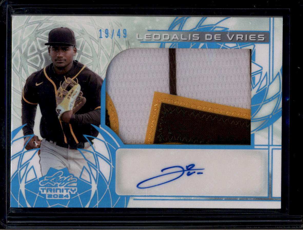 DELETE 180918 2024 Leaf Trinity Autographs Platinum PALDV Leo De Vries Rookie Patch Auto 19/49