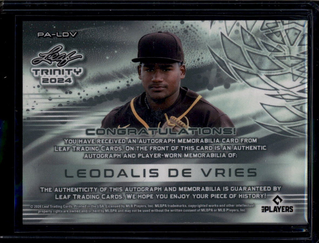 DELETE 180918 2024 Leaf Trinity Autographs Platinum PALDV Leo De Vries Rookie Patch Auto 19/49