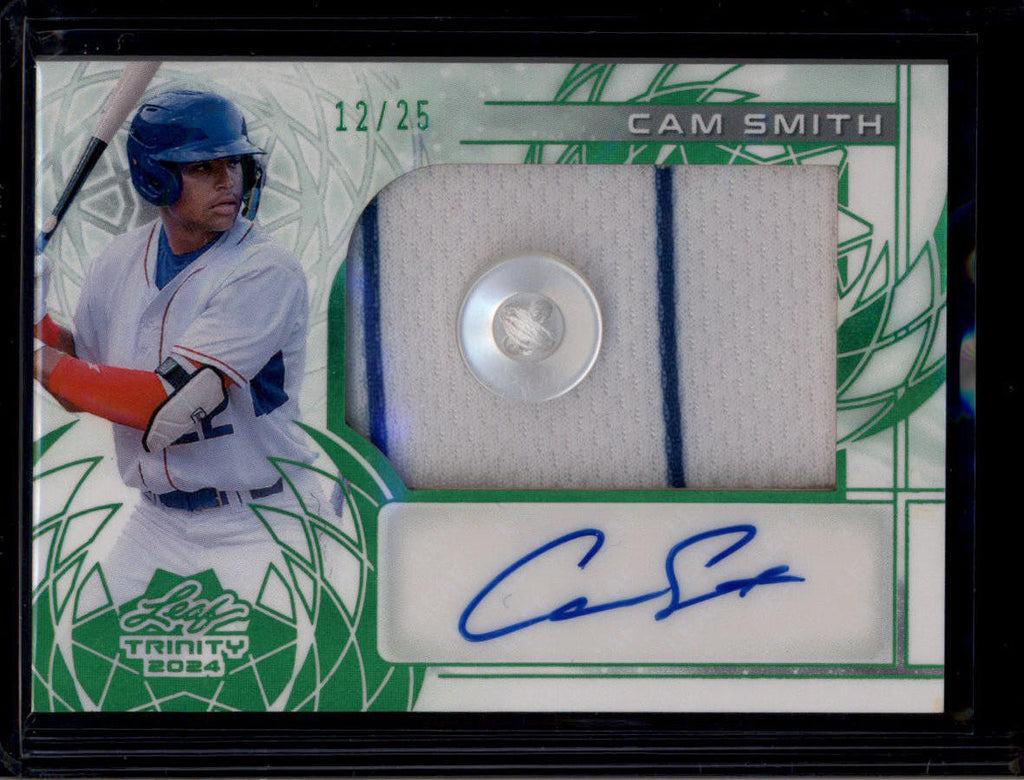 DELETE 180919 2024 Leaf Trinity Autographs Green Cam Smith Rookie Button Jersey Auto 12/25