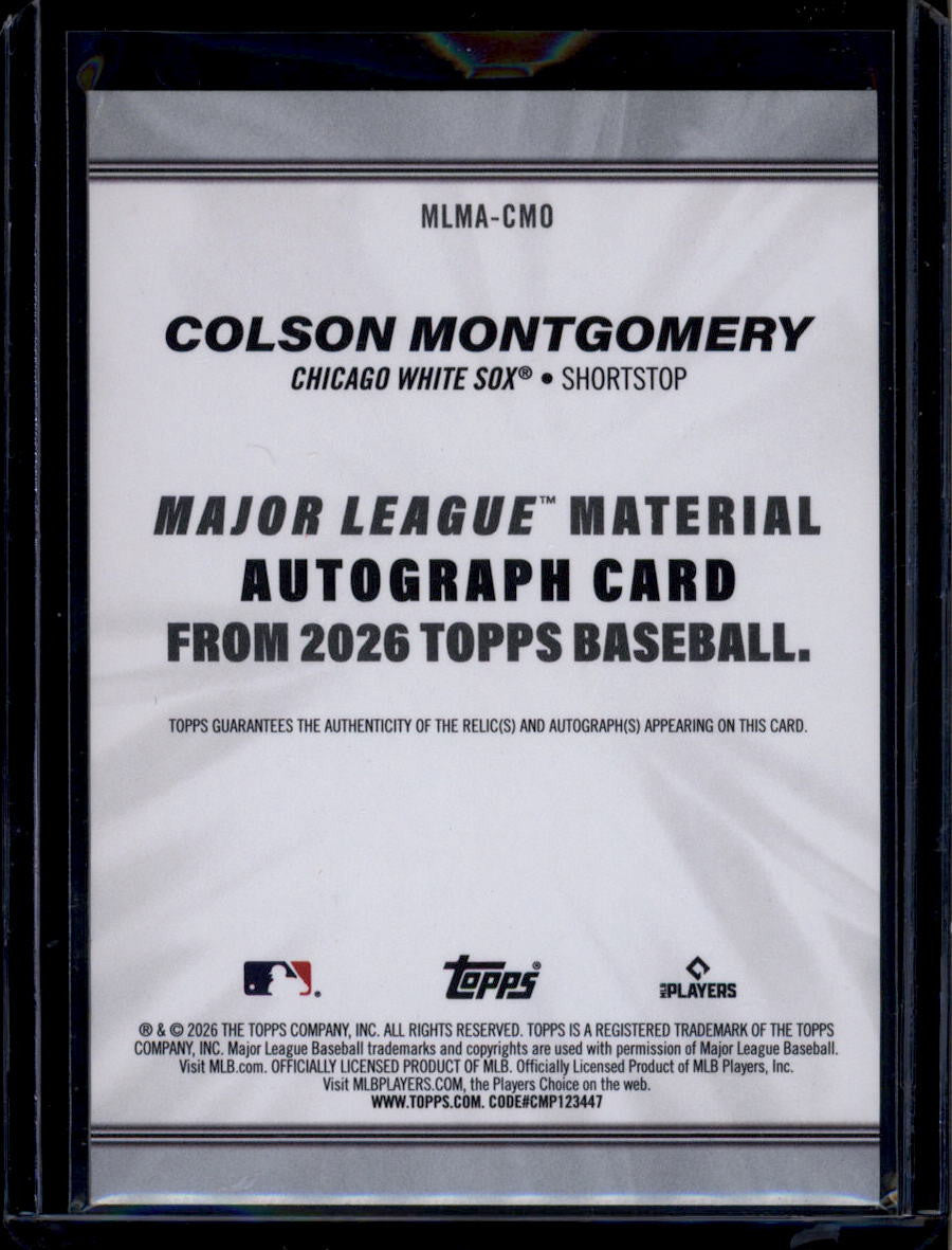 DELETE 180921 2026 Topps Major League Materials Autographs Colson Montgomery RC Jersey Auto