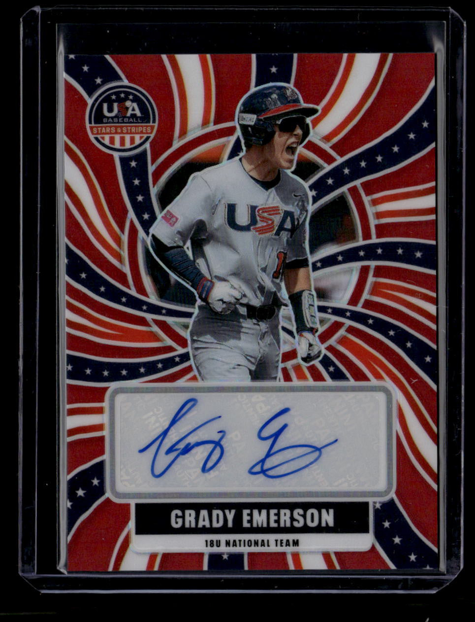 DELETE 180924 2026 USA Stars Stripes Prizm National Team Signatures Grady Emerson RC Auto /99