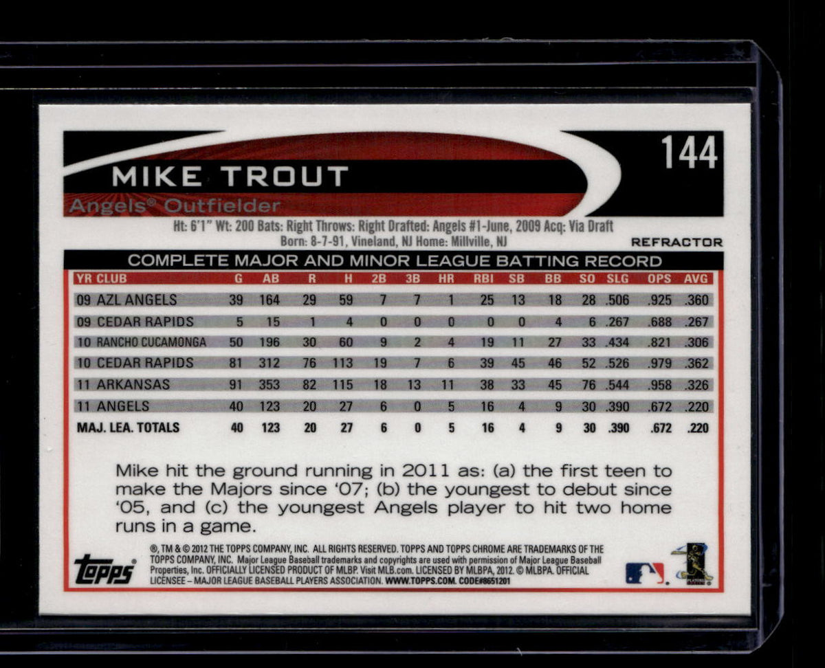 DELETE 180943 2012 Topps Chrome Purple Refractor 144 Mike Trout