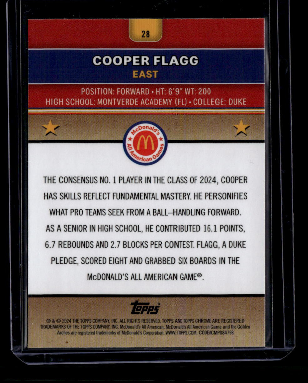 DELETE 180948 2024 Topps Chrome McDonald's All American RayWave Refractor 28 Cooper Flagg RC
