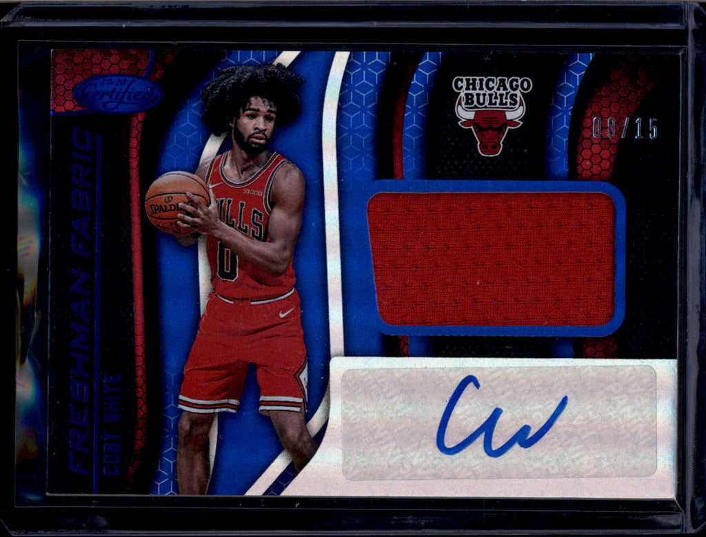 DELETE 180952 2019-20 Certified Freshman Fabric Signatures Blue Coby White RC Jersey Auto 8/15