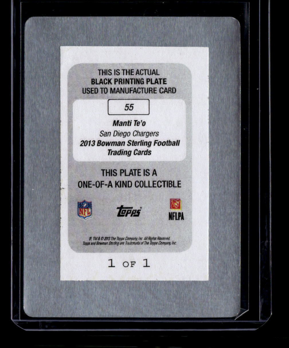 DELETE 180965 2013 Bowman Sterling Printing Plate Black 55 Manti Te'o Rookie 1/1
