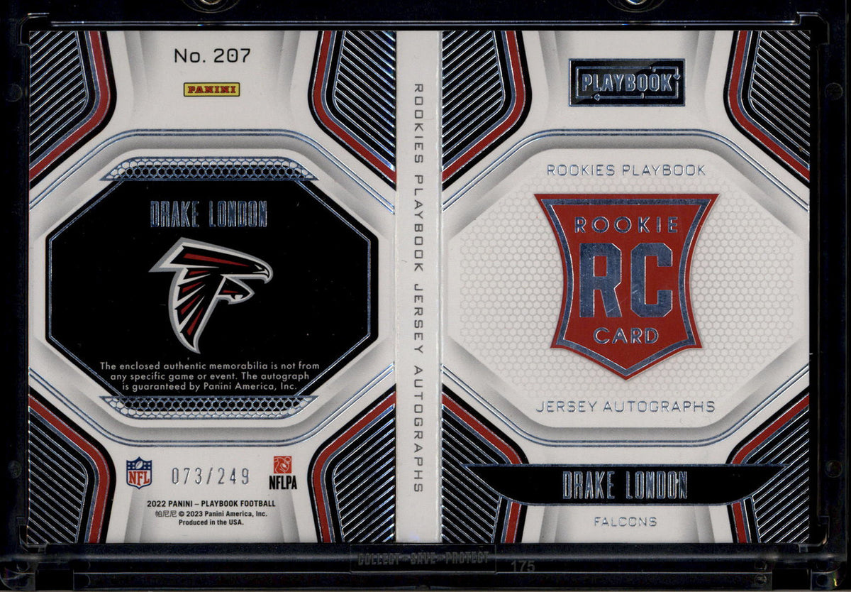 DELETE 180967 2022 Panini Playbook 207 Drake London Rookie Booklet Jersey Auto 73/249
