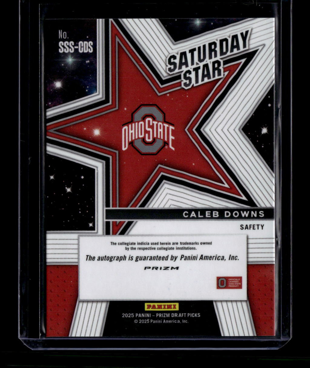 DELETE 180969 2025 Panini Prizm Draft Picks Saturday Star Signatures Hyper Caleb Downs RC Auto