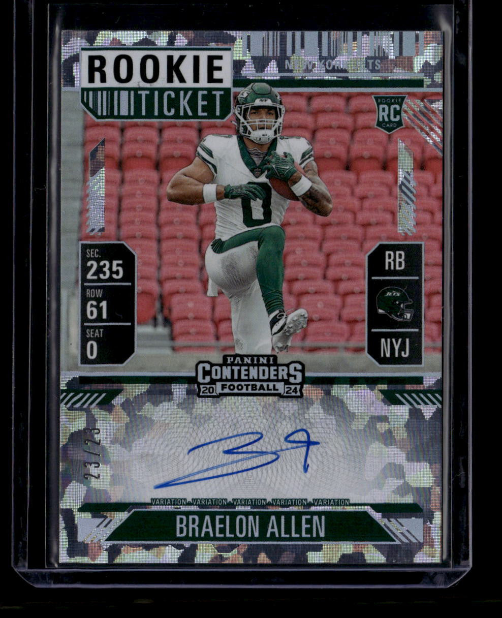 DELETE 180970 2024 Panini Contenders Variation Cracked Ice 115 Braelon Allen Rookie Auto 23/23