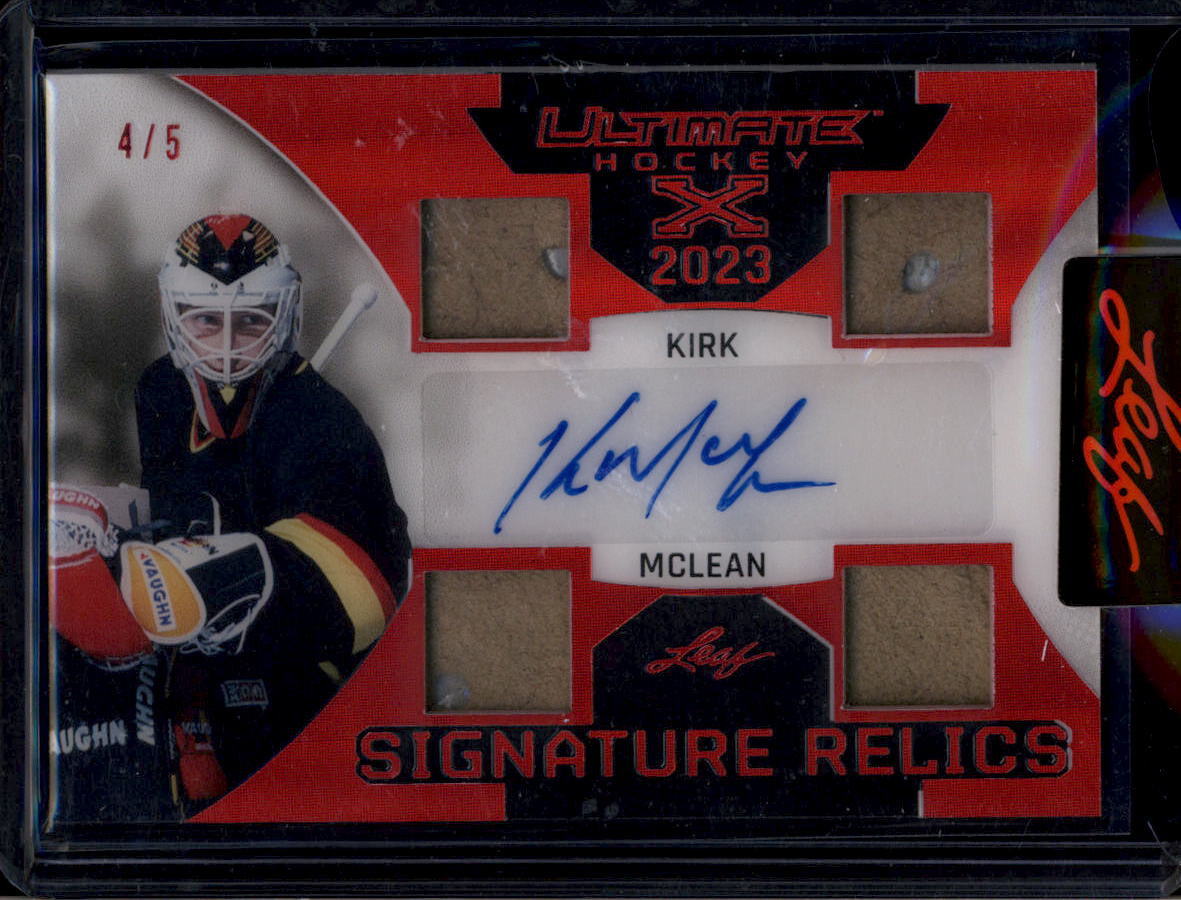 DELETE 180983 2023 Leaf Ultimate X Signature Relic Red Kirk McLean Quad Pad Patch Auto 4/5