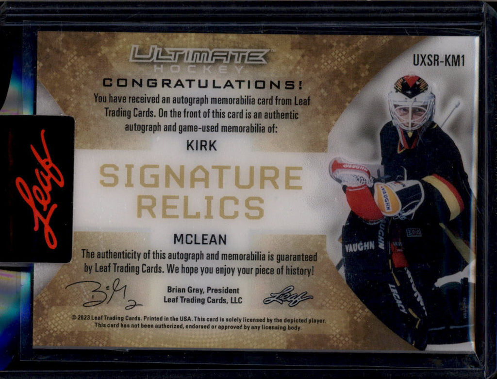 DELETE 180983 2023 Leaf Ultimate X Signature Relic Red Kirk McLean Quad Pad Patch Auto 4/5
