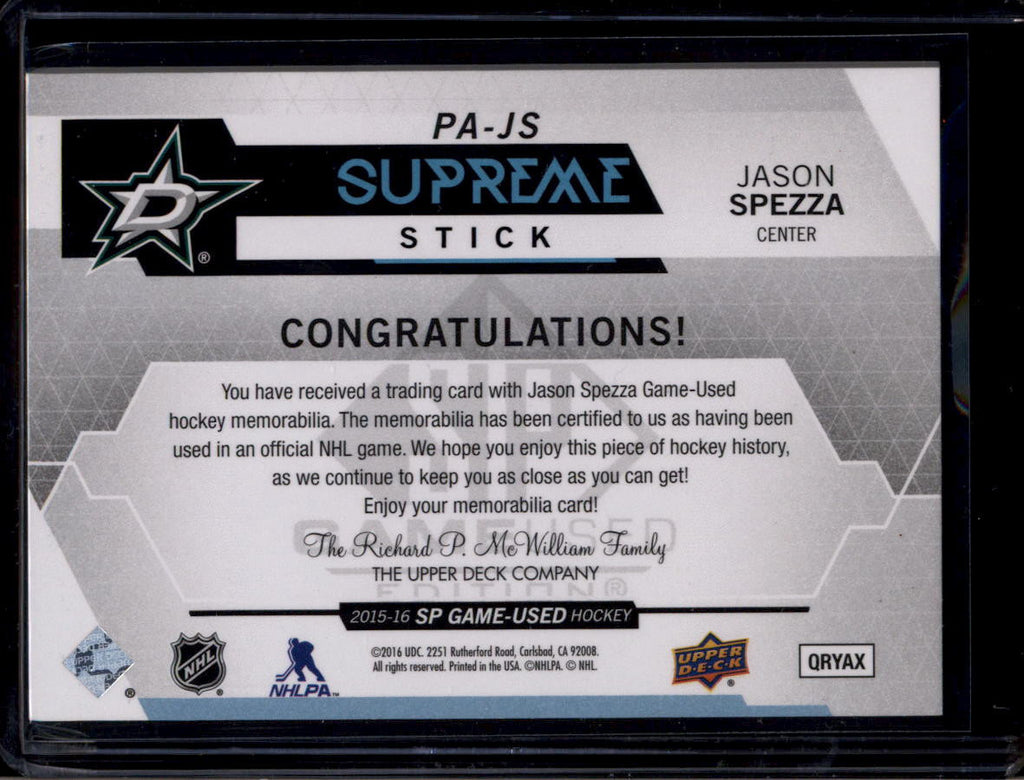 DELETE 180984 2015-16 SP Game Used Supreme Sticks PAJS Jason Spezza Jumbo Stick Patch 6/15