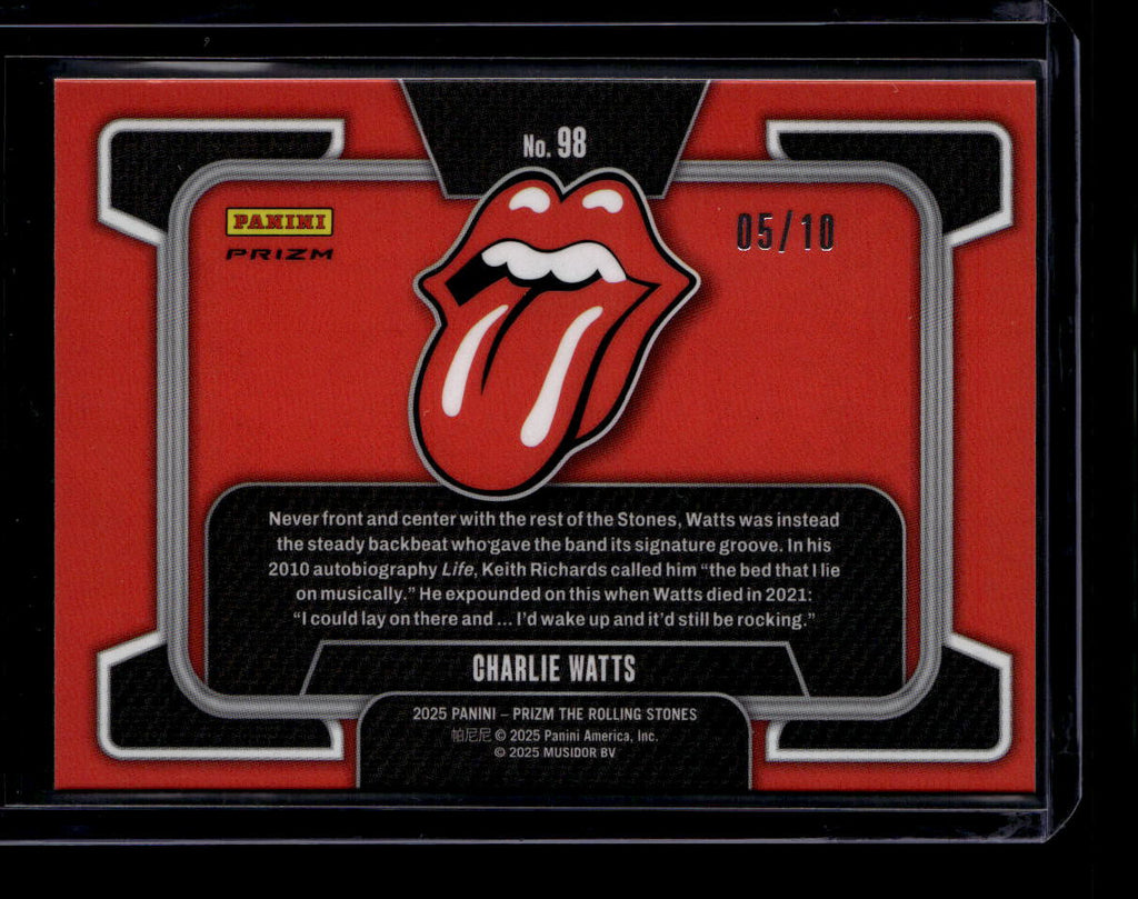 DELETE 180992 2025 Panini Prizm The Rolling Stones Prizms Gold Refractor 98 Charlie Watts 5/10
