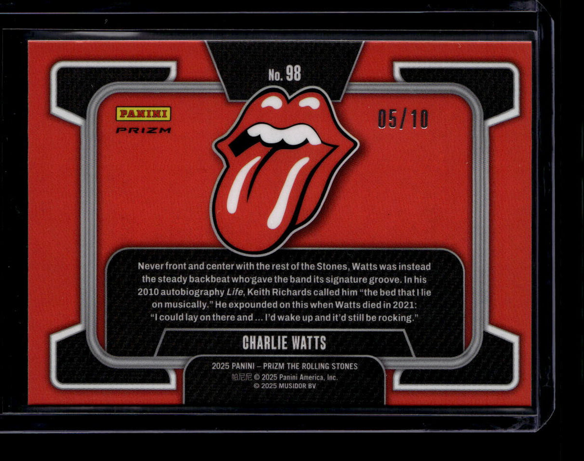 DELETE 180992 2025 Panini Prizm The Rolling Stones Prizms Gold Refractor 98 Charlie Watts 5/10