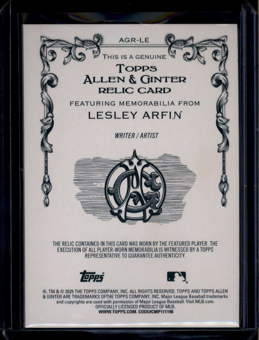 DELETE 180997 2025 Topps Allen and Ginter Relic Red Foil Filigree Lesley Arfin Memorabilia 2/5