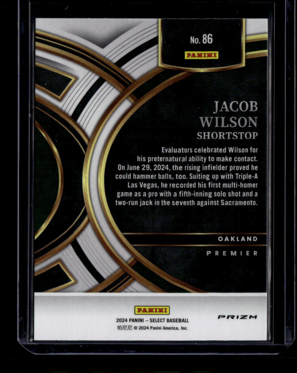 DELETE 181001 2024 Select Premier Level Prizms Zebra Refractor 86 Jacob Wilson Rookie Premier