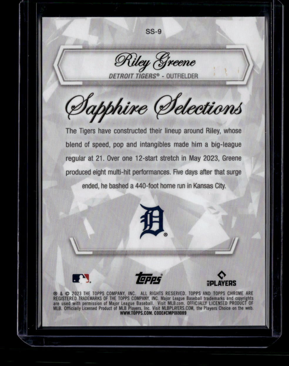 DELETE 181006 2023 Topps Chrome Sapphire Selections Gold Refractor ss9 Riley Greene RC 10/50