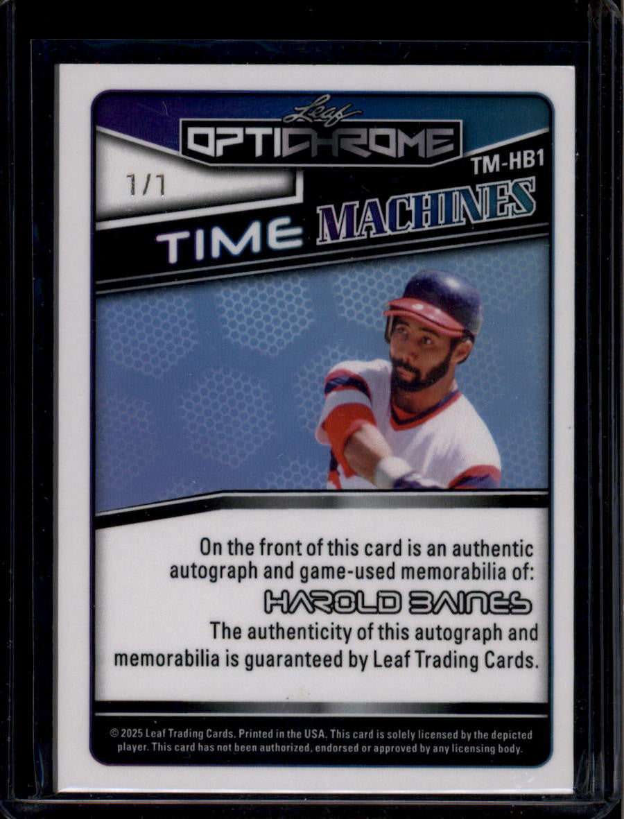 DELETE 181008 2025 Leaf Optichrome Time Machines Super Gold Harold Baines Jersey Auto 1/1