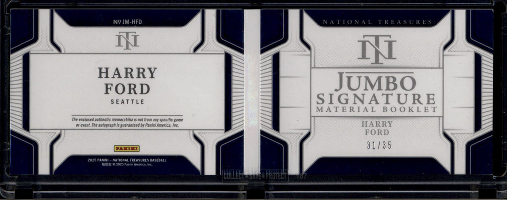 DELETE 181015 2025 National Treasures Signature Harry Ford RC Booklet Jumbo Patch Auto 31/35