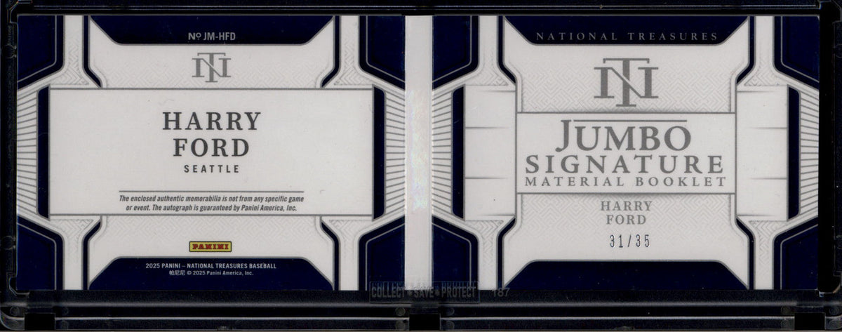 DELETE 181015 2025 National Treasures Signature Harry Ford RC Booklet Jumbo Patch Auto 31/35