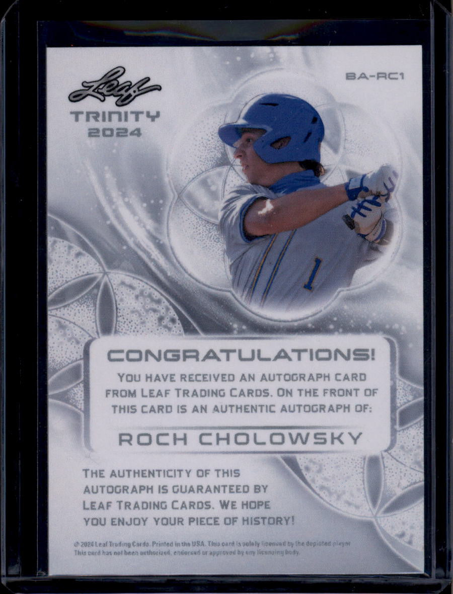 DELETE 181017 2024 Leaf Trinity Autographs Platinum barc1 Roch Cholowsky Rookie Auto 17/49