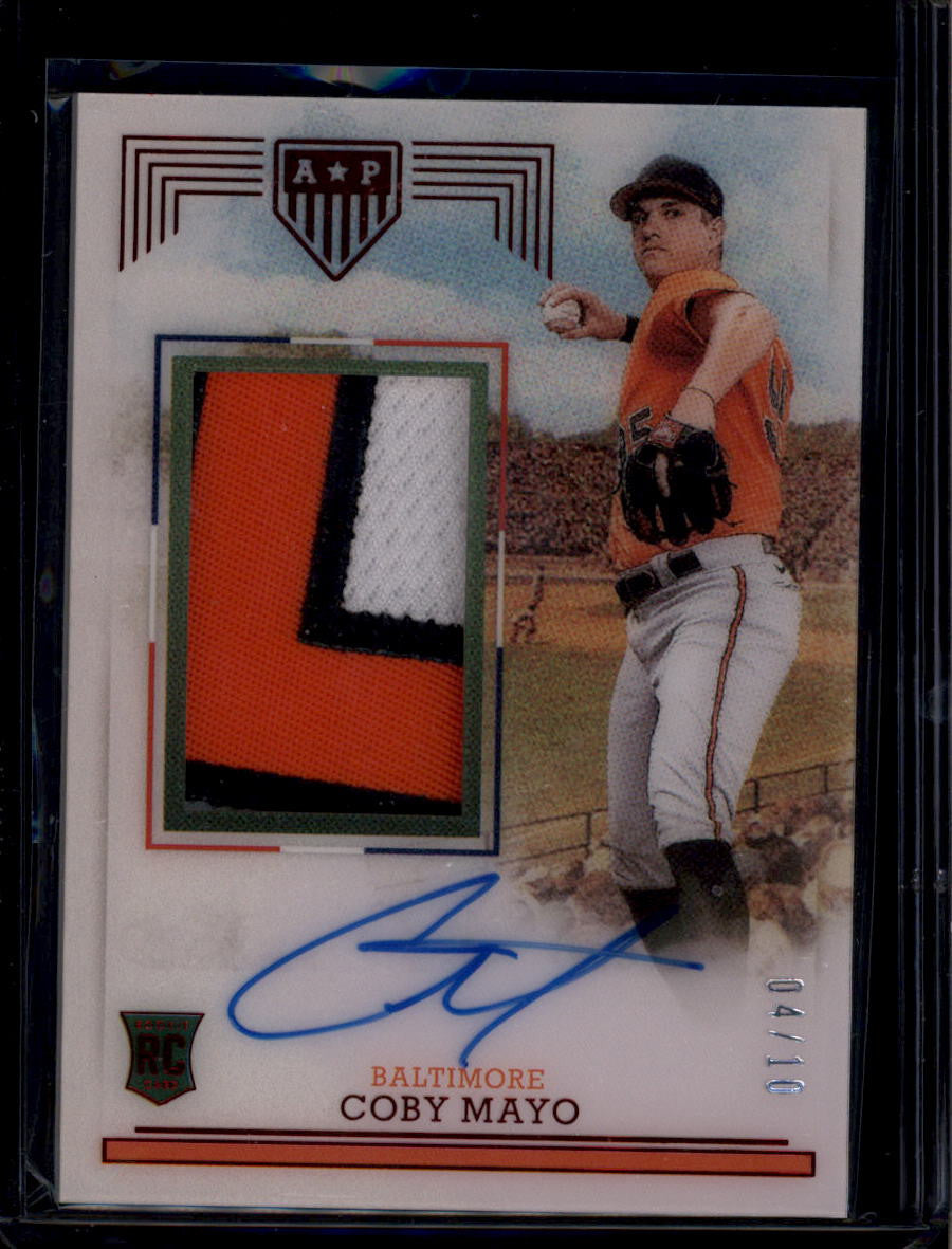 DELETE 181018 2023 Panini Chronicles America's Pastime Red 128 Coby Mayo Rookie Patch Auto /10