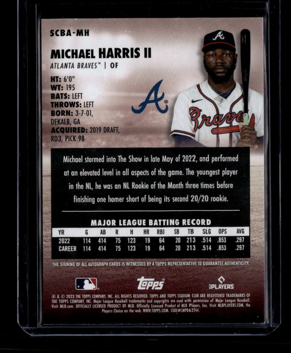 DELETE 181023 2023 Stadium Club Autographs SCBAMH Michael Harris II Rookie Auto