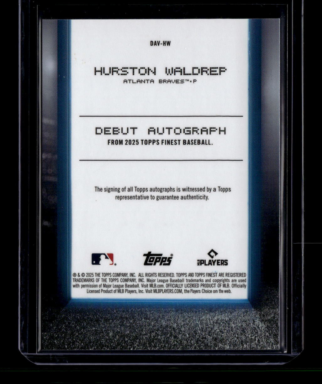 DELETE 181026 2025 Finest Debut Autographs Orange Refractor Hurston Waldrep RC Auto 18/25