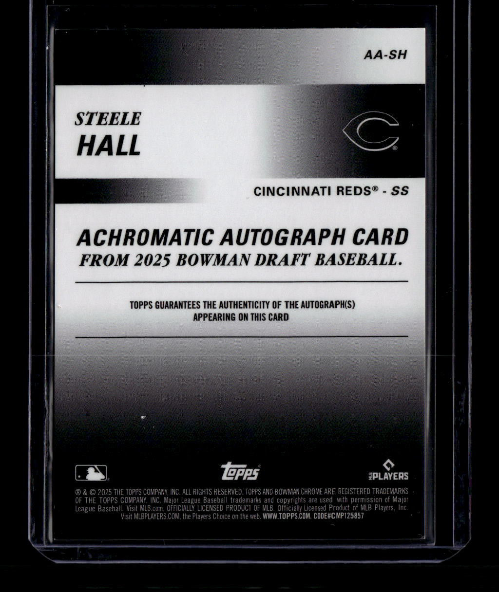 DELETE 181031 2025 Bowman Chrome Draft Achromatic Autographs Steele Hall Rookie Auto 31/250