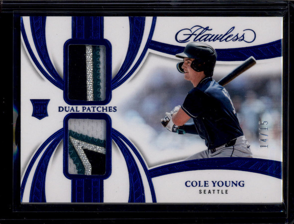 DELETE 181033 2025 Panini Flawless Dual Patches Sapphire 11 Cole Young Rookie Dual Patch 14/15