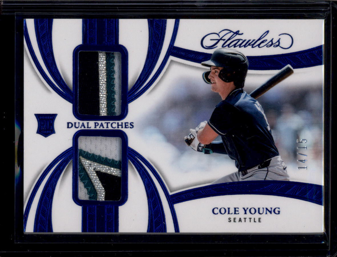 DELETE 181033 2025 Panini Flawless Dual Patches Sapphire 11 Cole Young Rookie Dual Patch 14/15