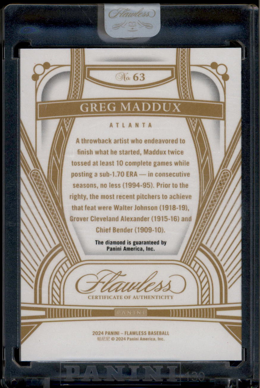 DELETE 181034 2024 Panini Flawless 63 Greg Maddux Diamond Gem 19/25