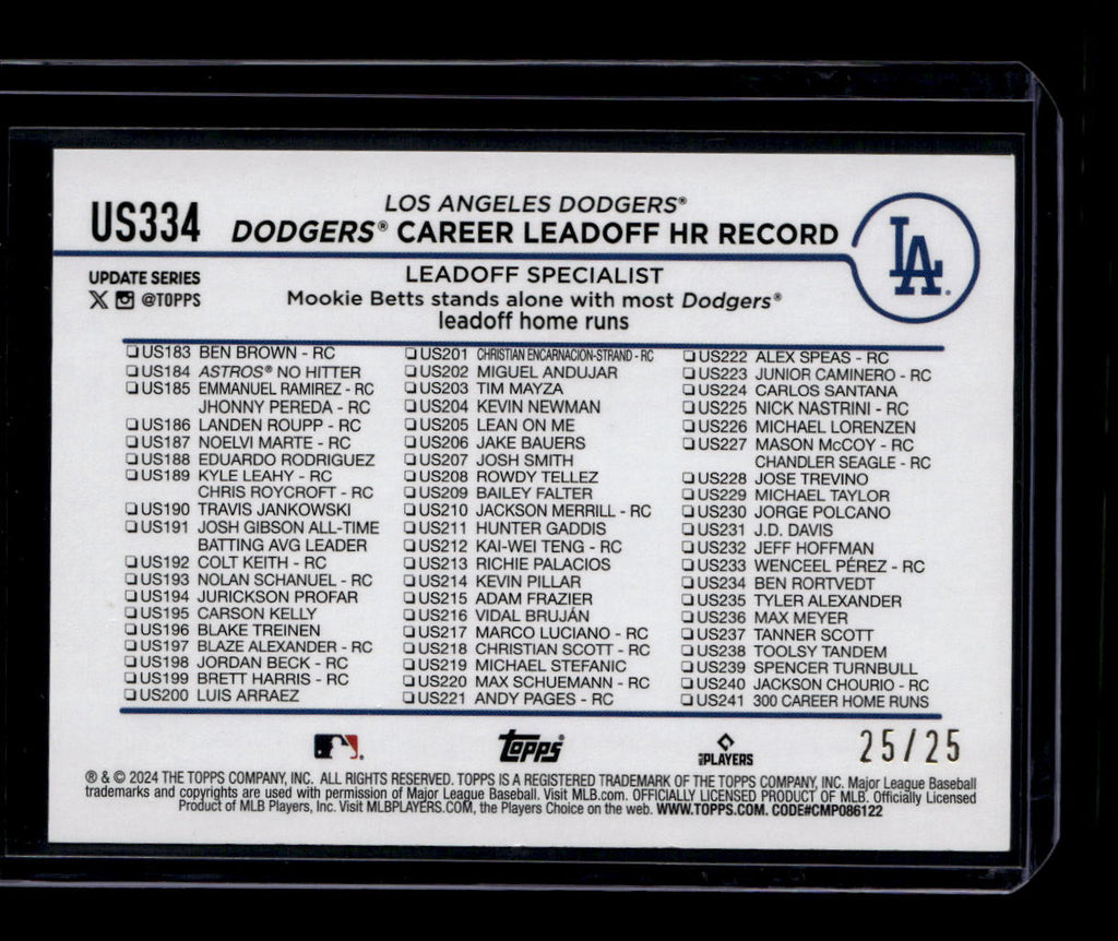 DELETE 181043 2024 Topps Update Memorial Day Camo us334 Mookie Betts HL 25/25 Highlights