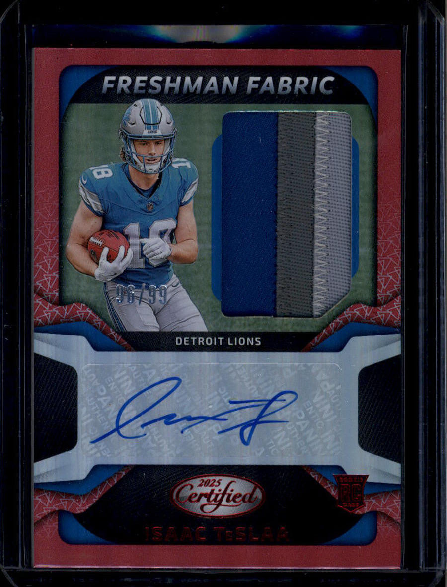 DELETE 181055 2025 Certified Freshman Fabric Signatures Red Isaac TeSlaa RC Patch Auto 96/99