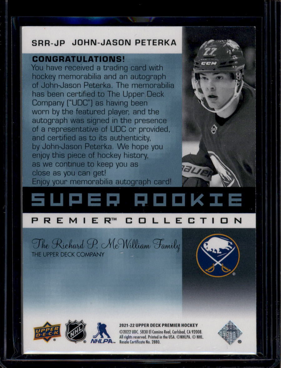 DELETE 181059 2021-22 UD Premier '02-03 Super Rookie Autographs JJ Peterka RC Patch Auto 14/49