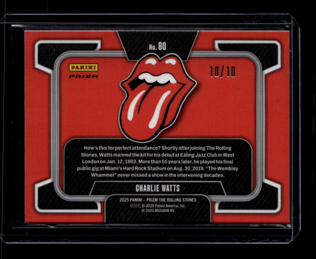 DELETE 181071 2025 Panini Prizm Rolling Stones Prizms Gold Refractor 80 Charlie Watts 10/10