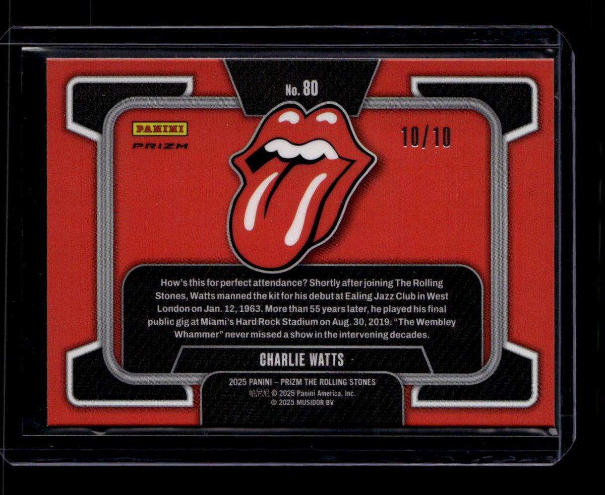 DELETE 181071 2025 Panini Prizm Rolling Stones Prizms Gold Refractor 80 Charlie Watts 10/10
