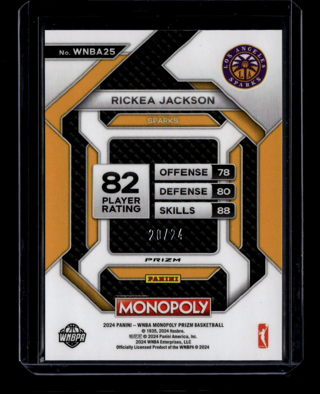 DELETE 181072 2024 Panini Prizm Monopoly Insert Green Refractor wnba25 Rickea Jackson 20/24