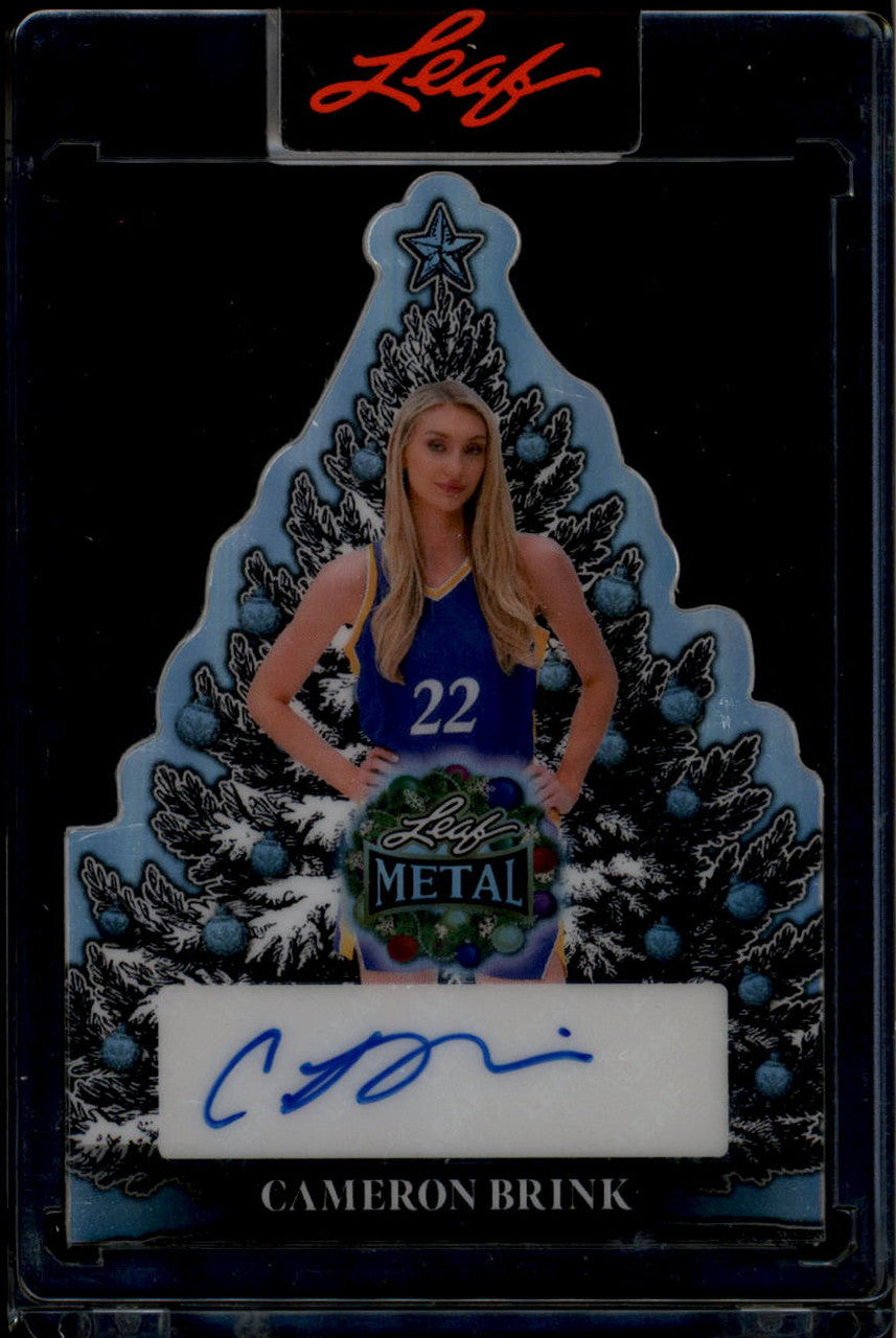 DELETE 181074 2025 Leaf Metal Happy Holidays Christmas Tree Prismatic Cameron Brink Auto 3/5