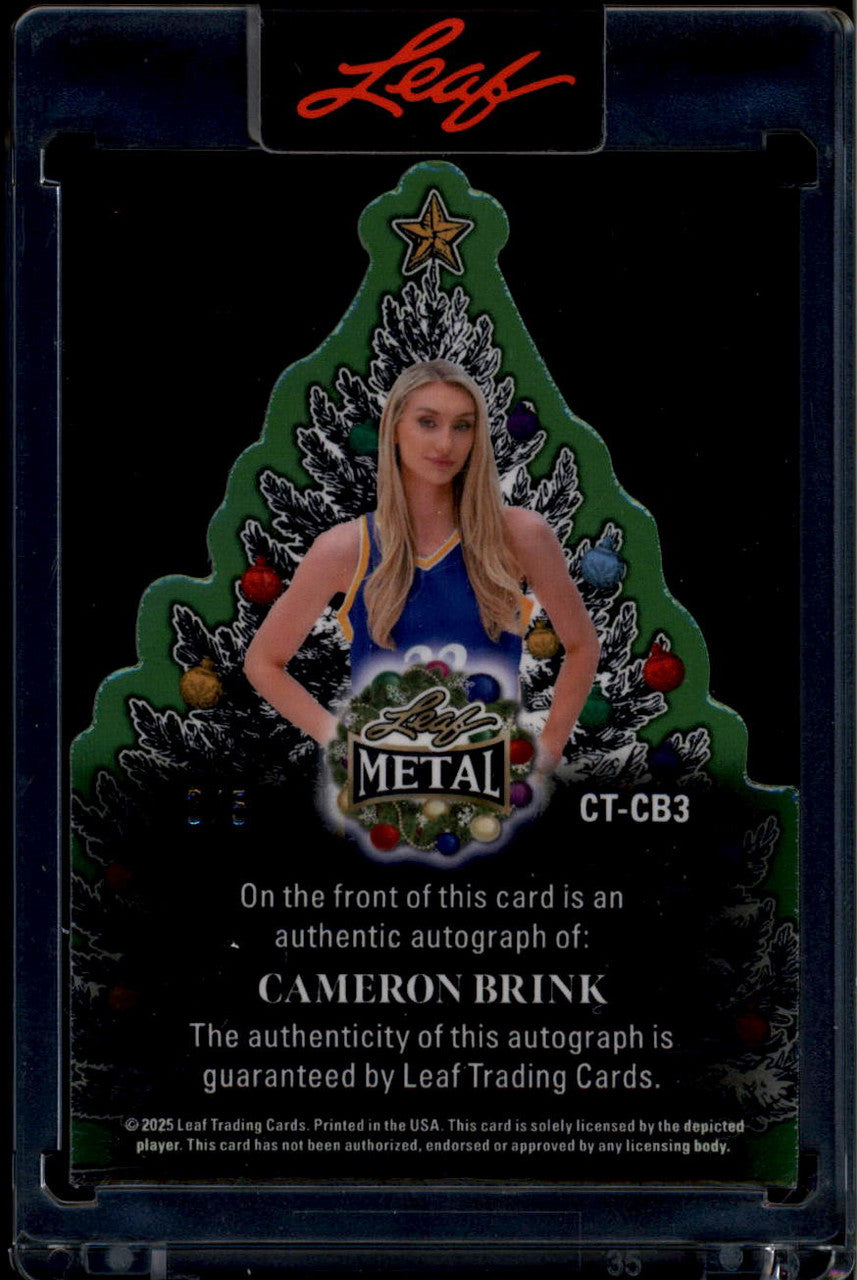 DELETE 181074 2025 Leaf Metal Happy Holidays Christmas Tree Prismatic Cameron Brink Auto 3/5