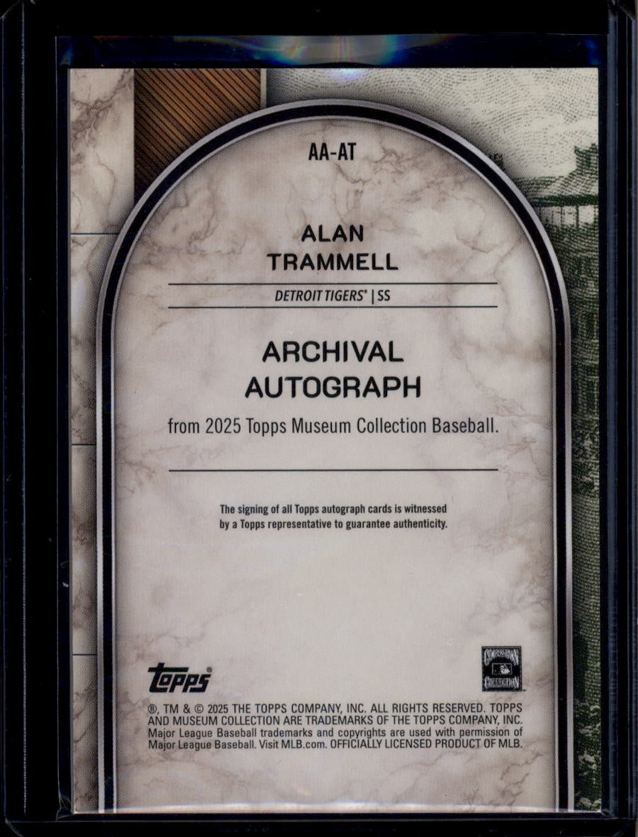 DELETE 181075 2025 Topps Museum Collection Archival Autographs Ruby Alan Trammell Auto 9/20