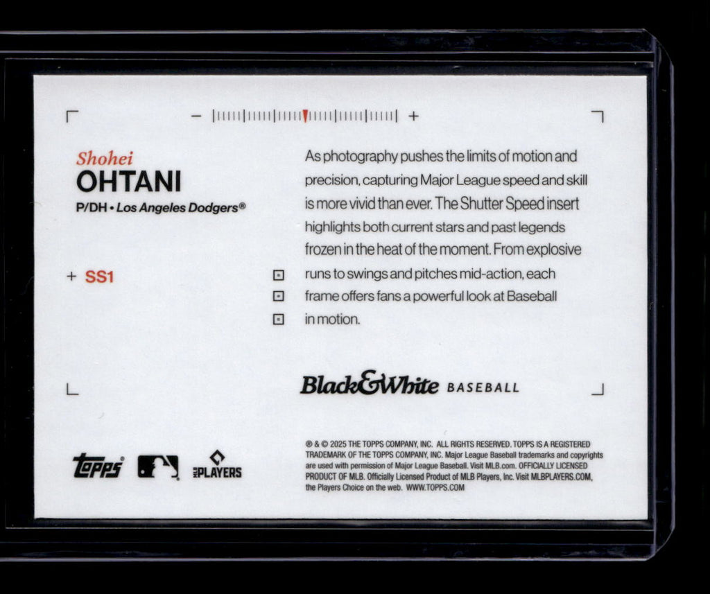 DELETE 181078 2025 Topps Black and White Shutter Speed ss1 Shohei Ohtani
