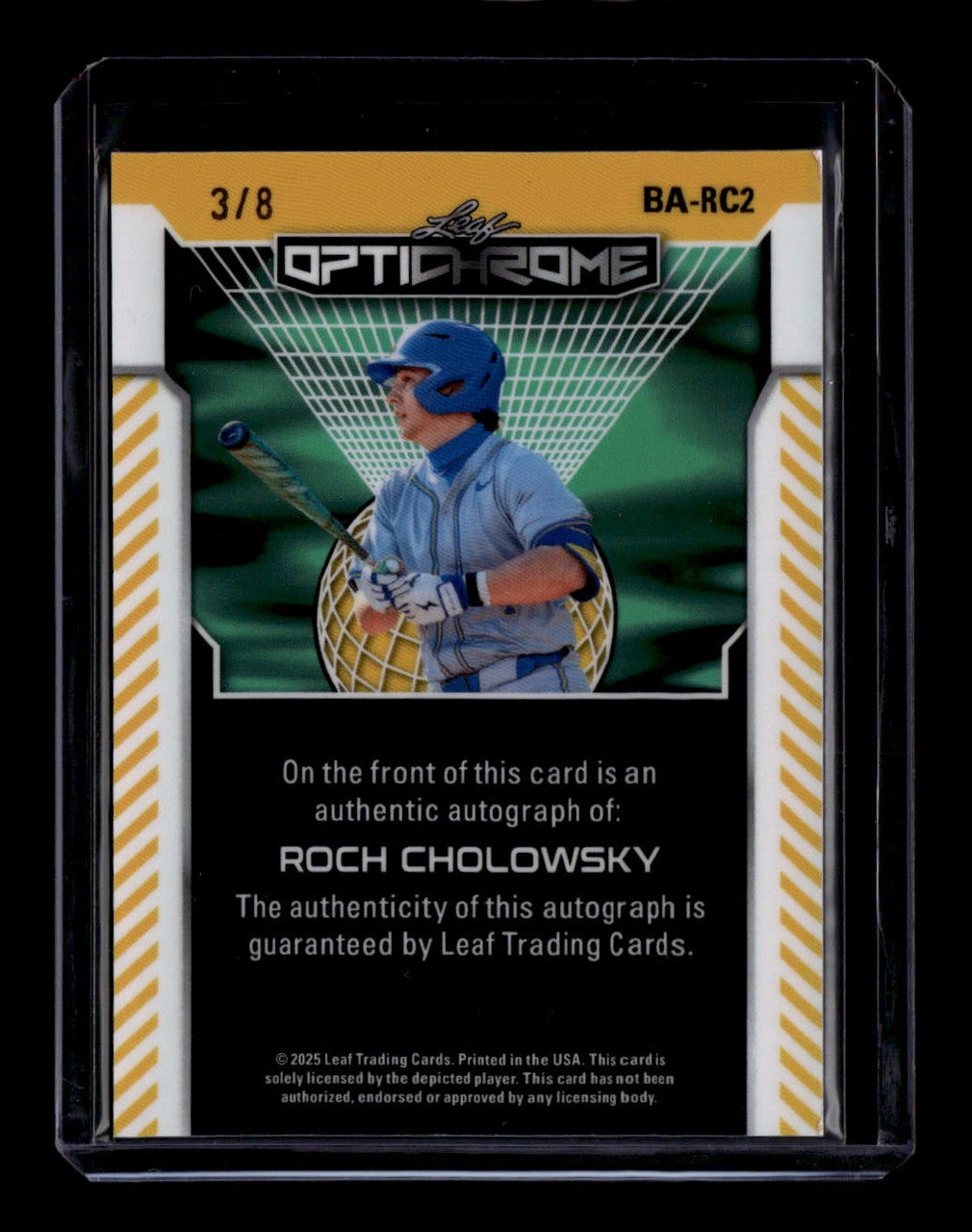 DELETE 181081 2025 Leaf Optichrome Pink Prismatic barc2 Roch Cholowsky Rookie Auto 3/8