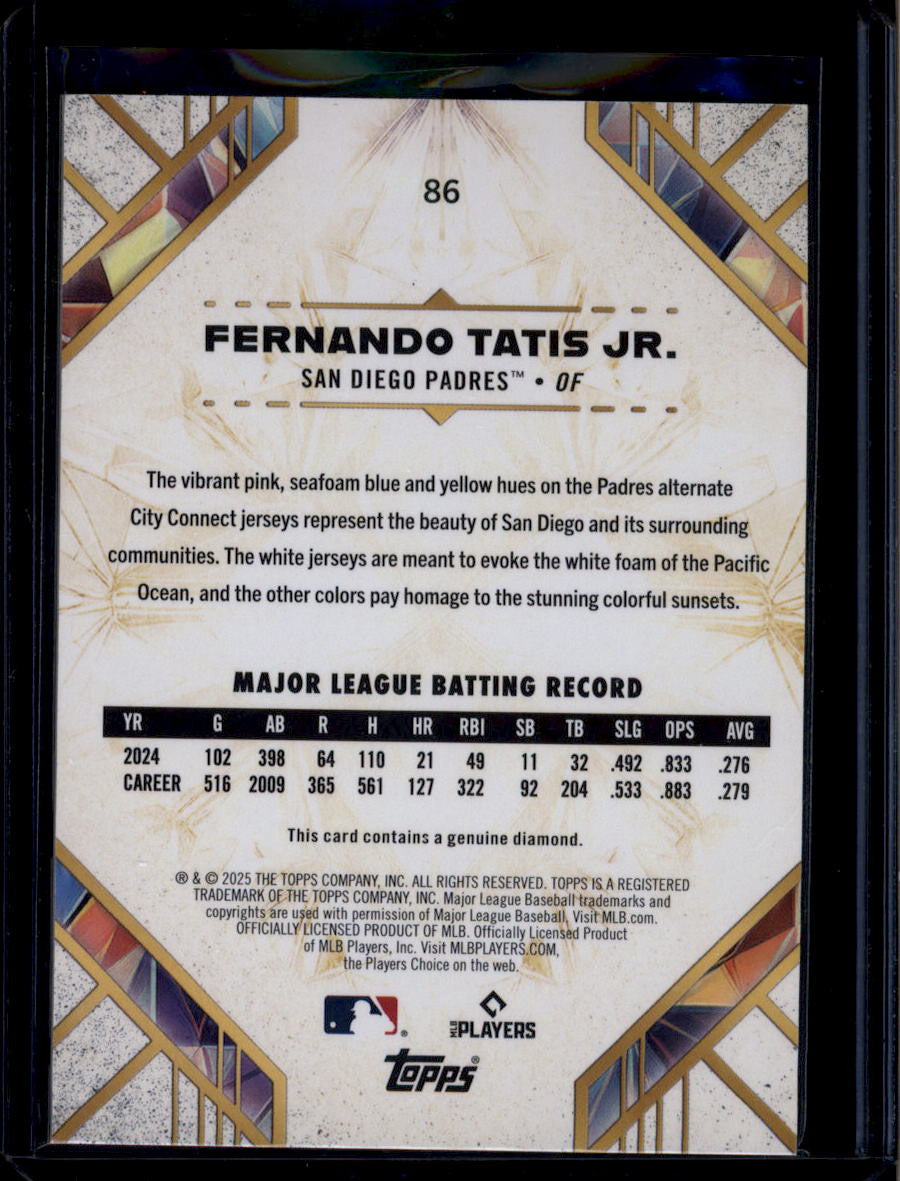 DELETE 181086 2025 Topps Diamond Icons 86 Fernando Tatis Jr. Genuine Diamond 20/25