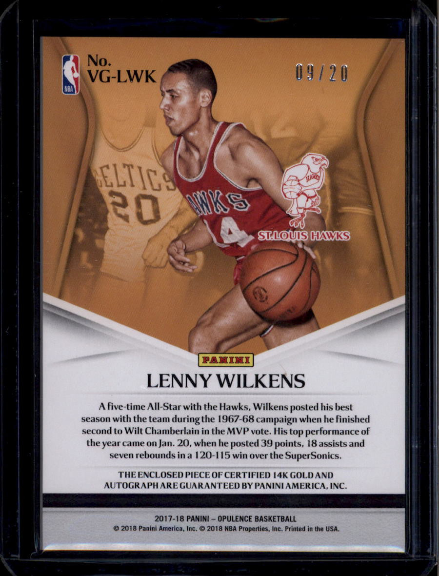 DELETE 181088 2017-18 Panini Opulence Vintage Gold Signatures Lenny Wilkens 14k Gold Auto 9/20