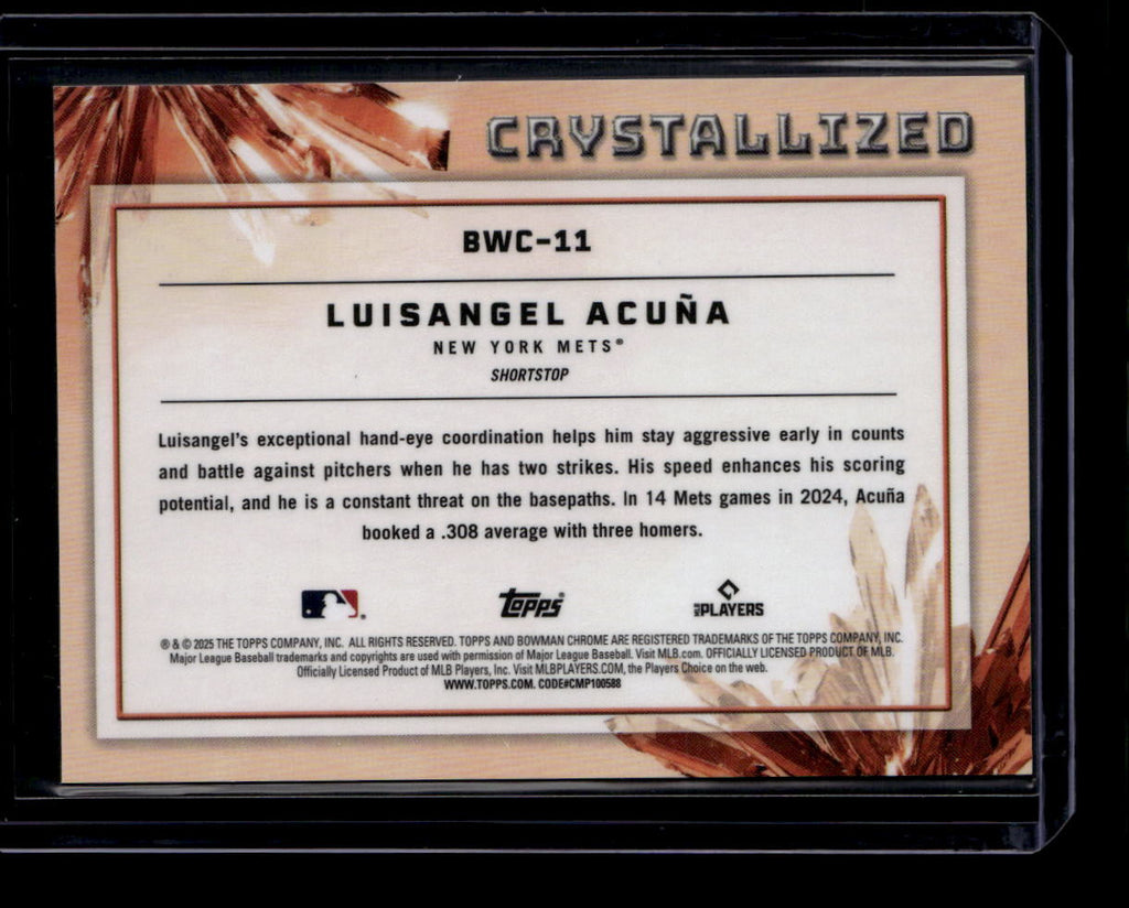 DELETE 181104 2025 Bowman Chrome Crystallized bwc11 Luisangel Acuna Rookie
