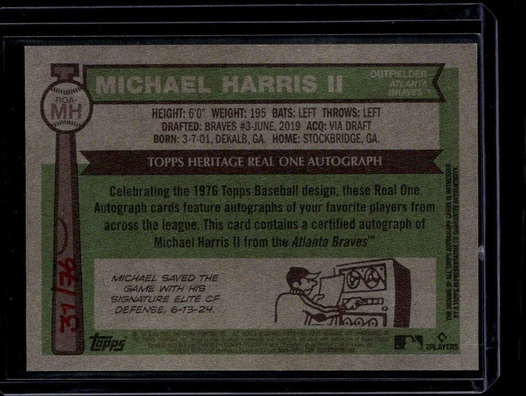 DELETE 181106 2025 Topps Heritage Real One Autographs Red Ink ROAMH Michael Harris Auto 31/76